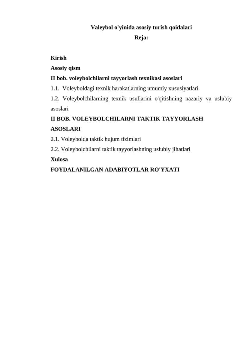 Voleybol o'yinida asosiy turish qoidalari 1