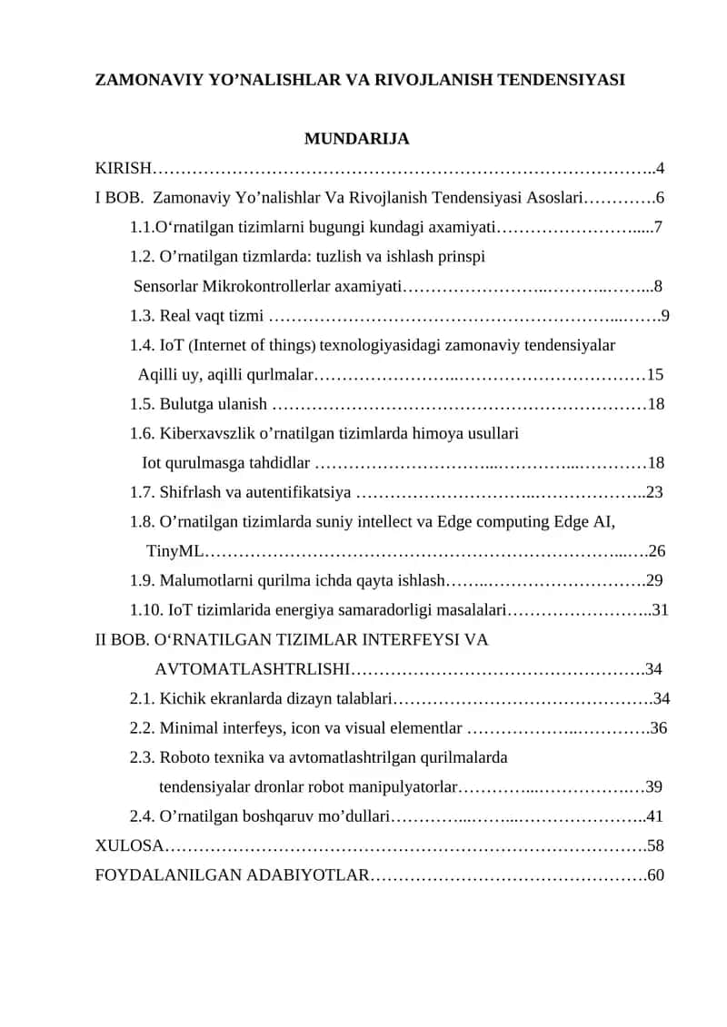 Zamonaviy Yo’nalishlar Va Rivojlanish Tendensiyasi 1