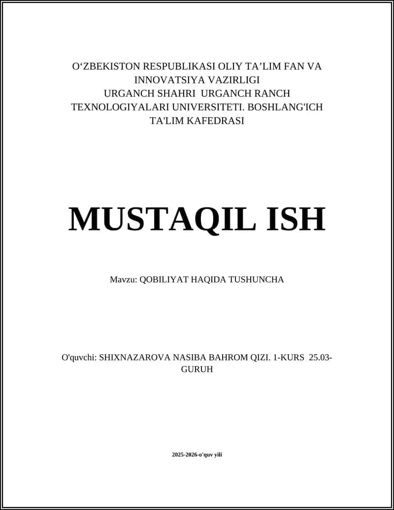 QOBILIYAT HAQIDA TUSHUNCHA 1