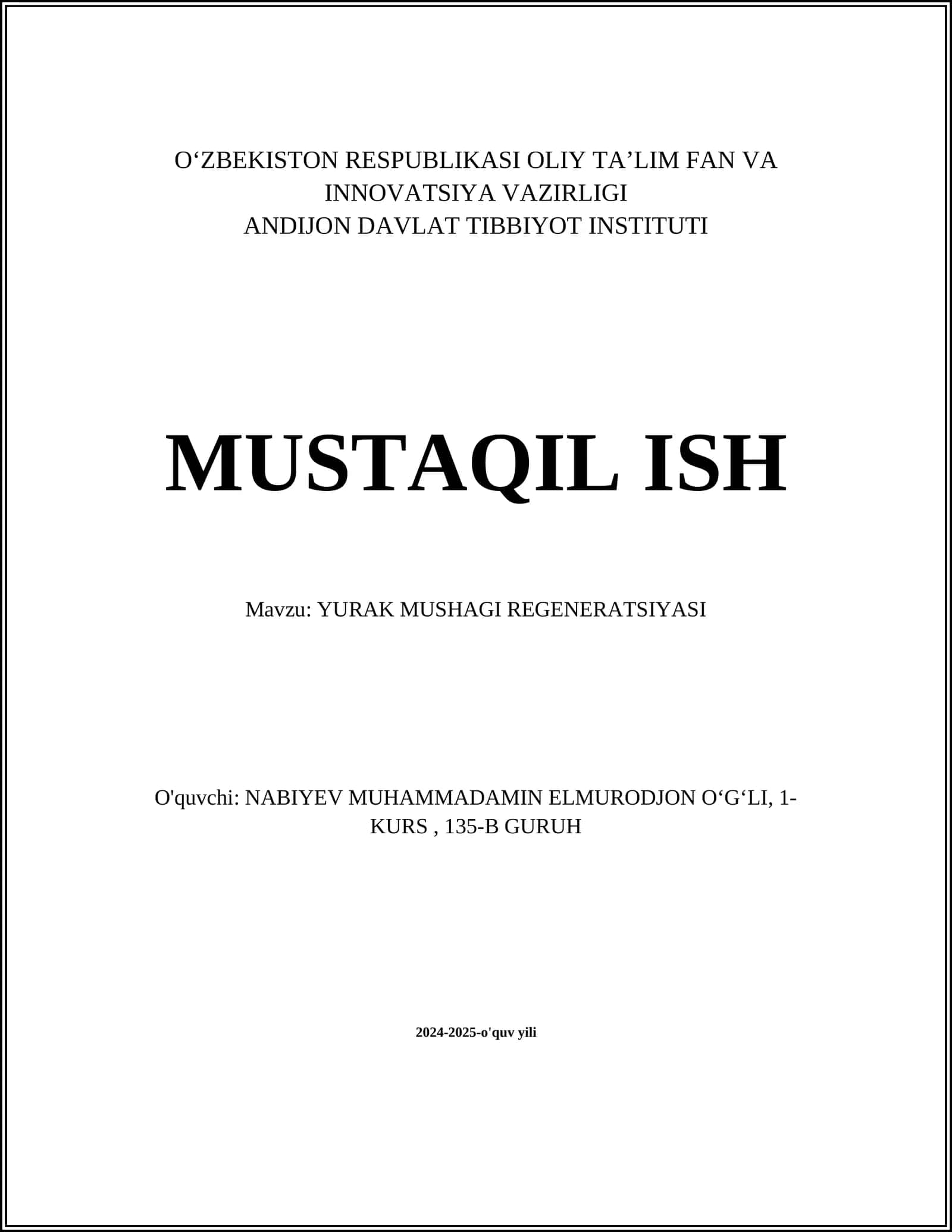 YURAK MUSHAGI REGENERATSIYASI 1
