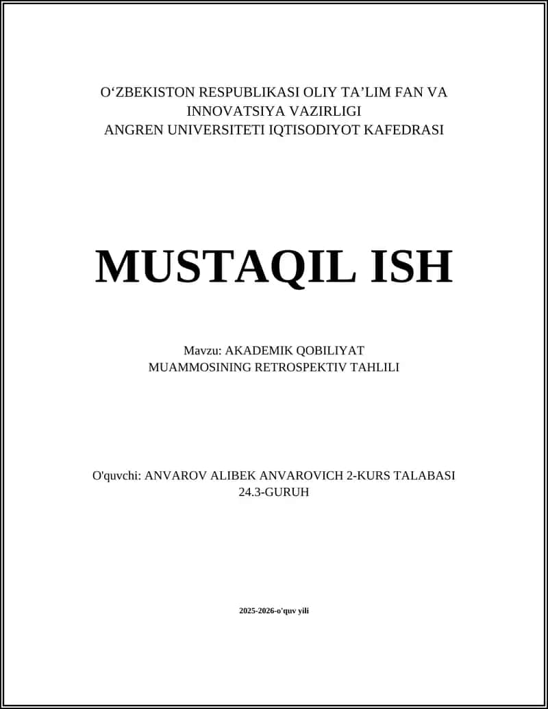 Akademik Qobiliyat Muammosi Retrospektiv Tahlili 1
