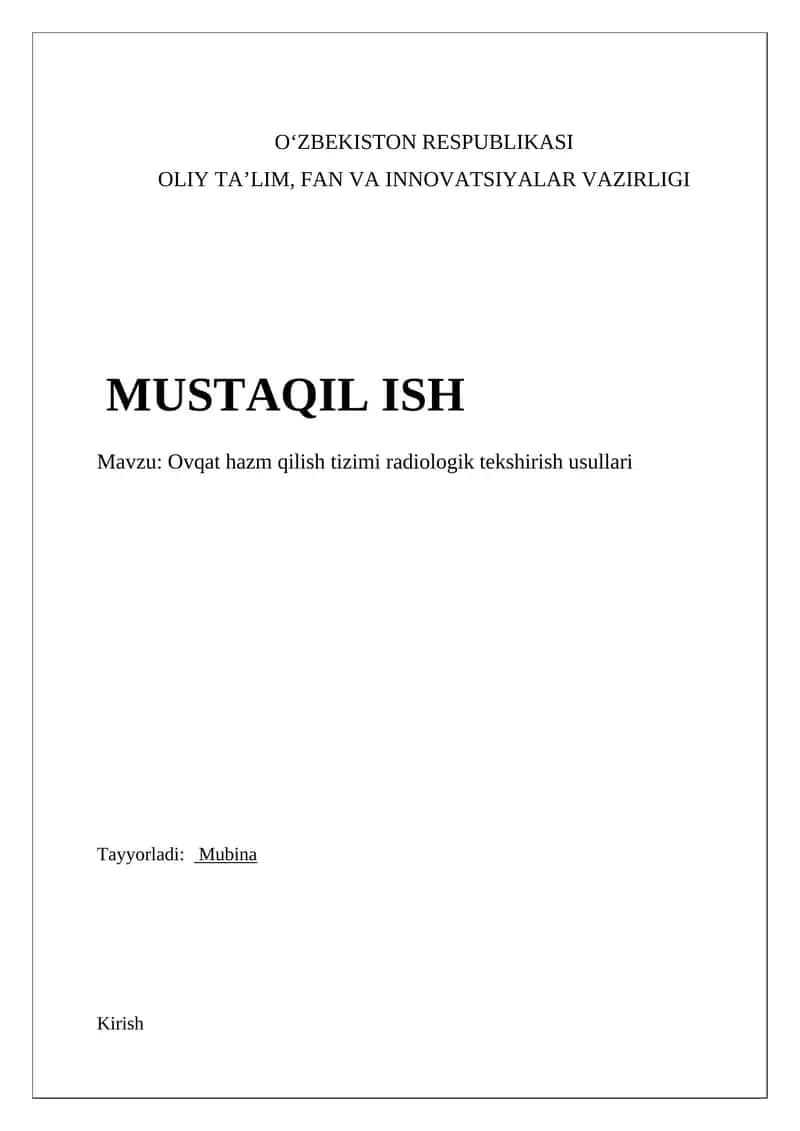 Ovqat hazm qilish tizimi radiologik tekshirish usullari 1