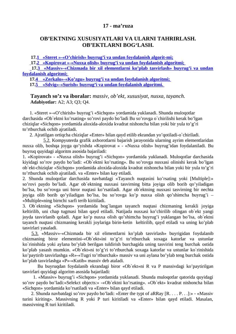 OB’EKTLARNI BOG‘LASH 1