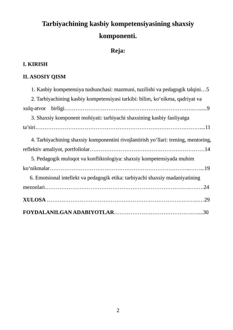 Tarbiyachining kasbiy kompetensiyasining shaxsiy komponenti 1