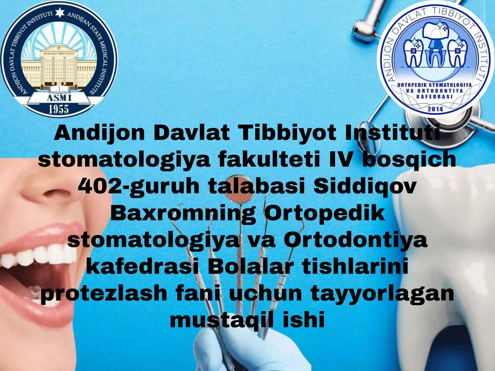 TISHLARNI ERTA OLINISHI NATIJASIDA YUZAGA KELISHI MUMKIN BO’LGAN ASORATLAR 1