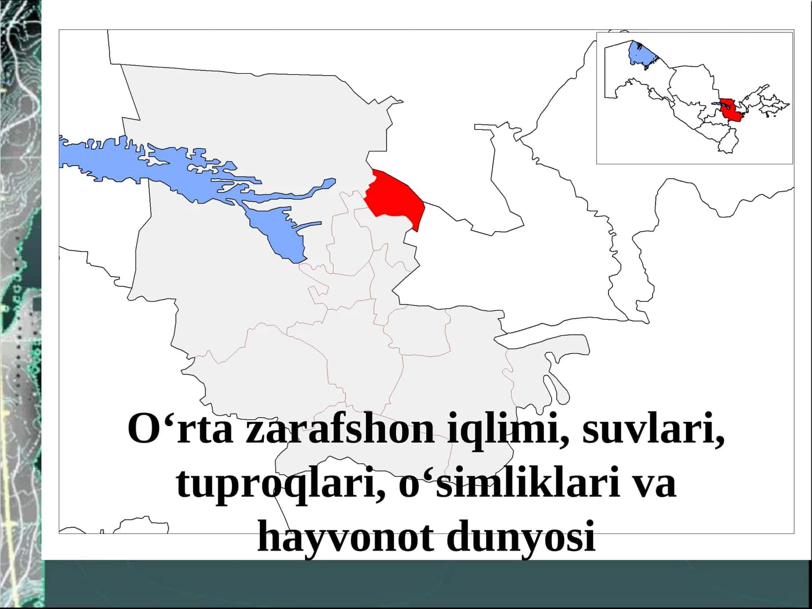O‘rta zarafshon iqlimi, suvlari, tuproqlari, o‘simliklari va hayvonot dunyosi Iqlimi 1