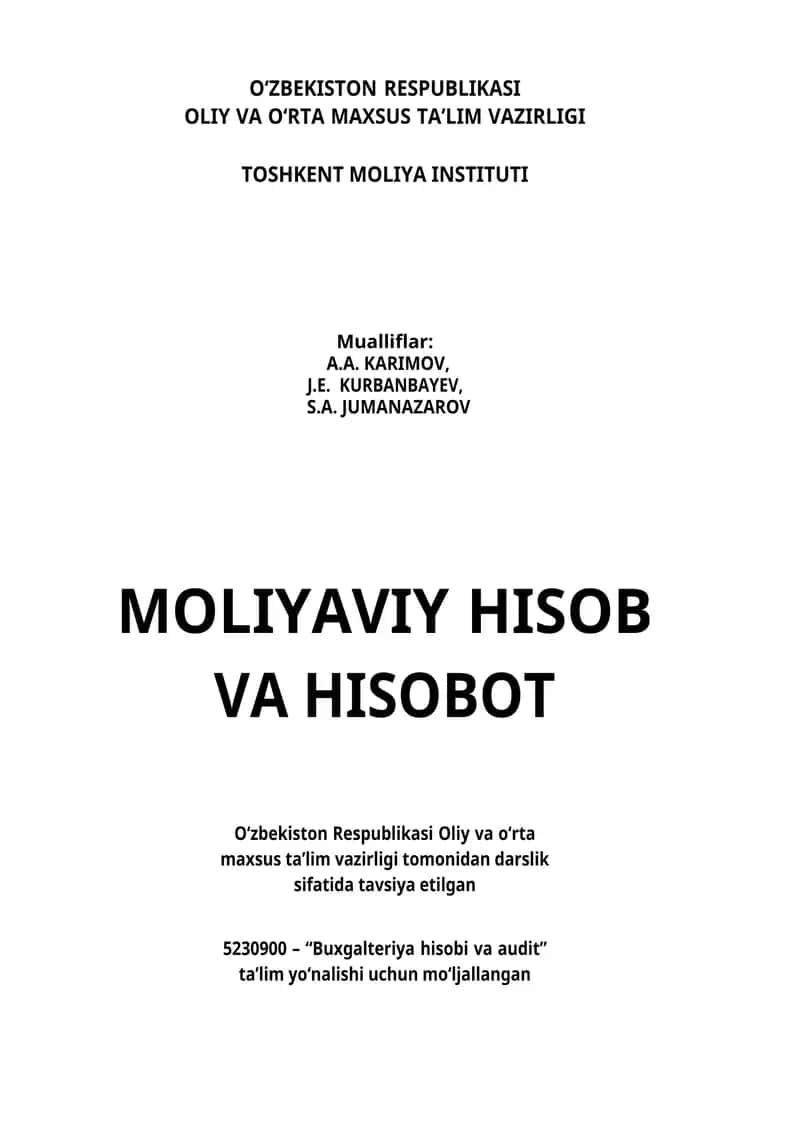 MOLIYAVIY HISOB VA HISOBOT 1