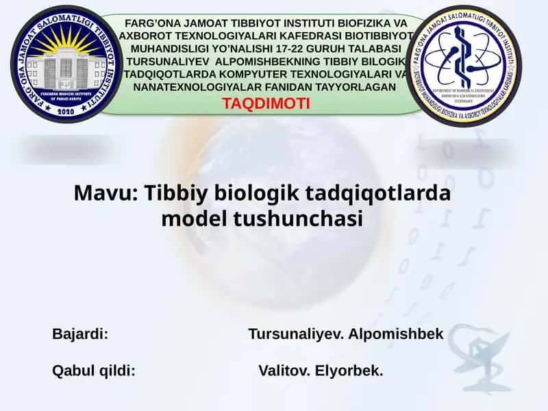 Tibbiybiologiktadqiqotlardamodeltushunchasi 1