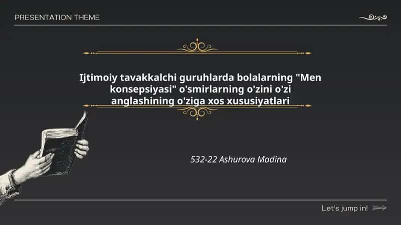Ijtimoiy tavakkalchi guruhlarda bolalarning "Men konsepsiyasi" o'smirlarning o'zini o'zi anglashining o'ziga xos xususiyatlari 1