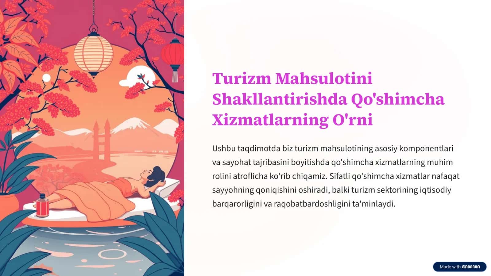 Turizm Mahsulotini Shakllantirishda Qo'shimcha Xizmatlarning O'rni 1