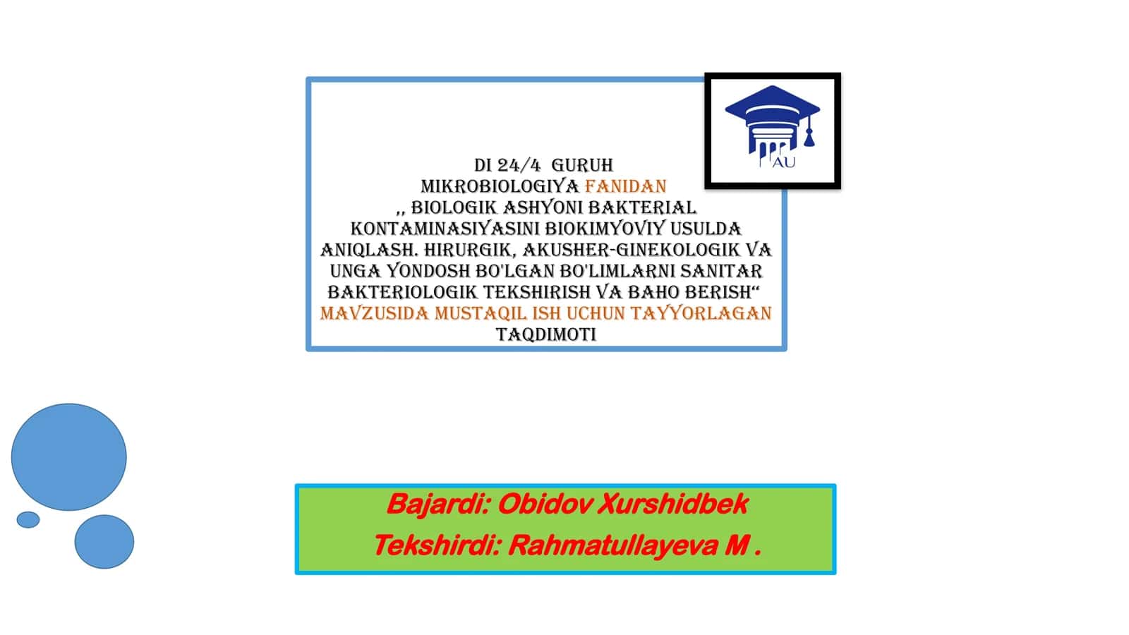 Biologik ashyoni bakterial kontaminasiyasini biokimyoviy usulda aniqlash 1