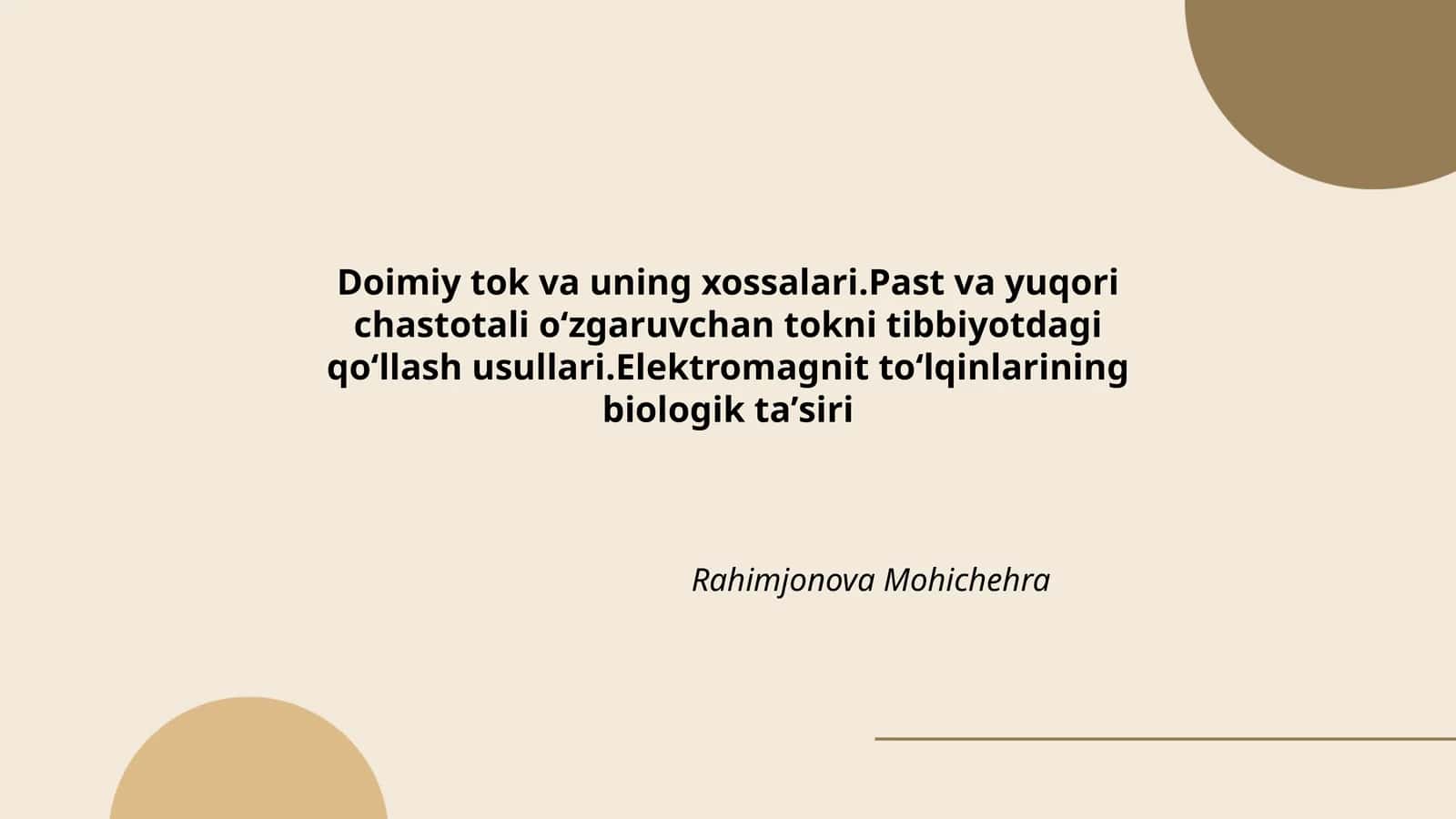 Doimiy tok va uning xossalari 1