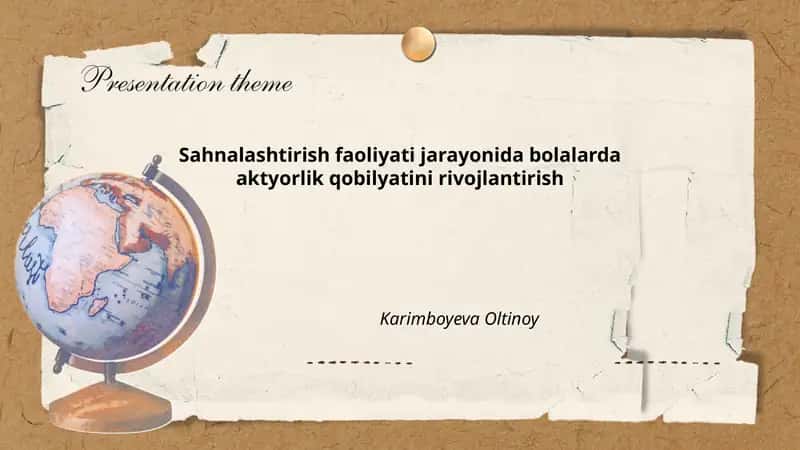 Sahnalashtirish faoliyati jarayonida bolalarda aktyorlik qobilyatini rivojlantirish 1