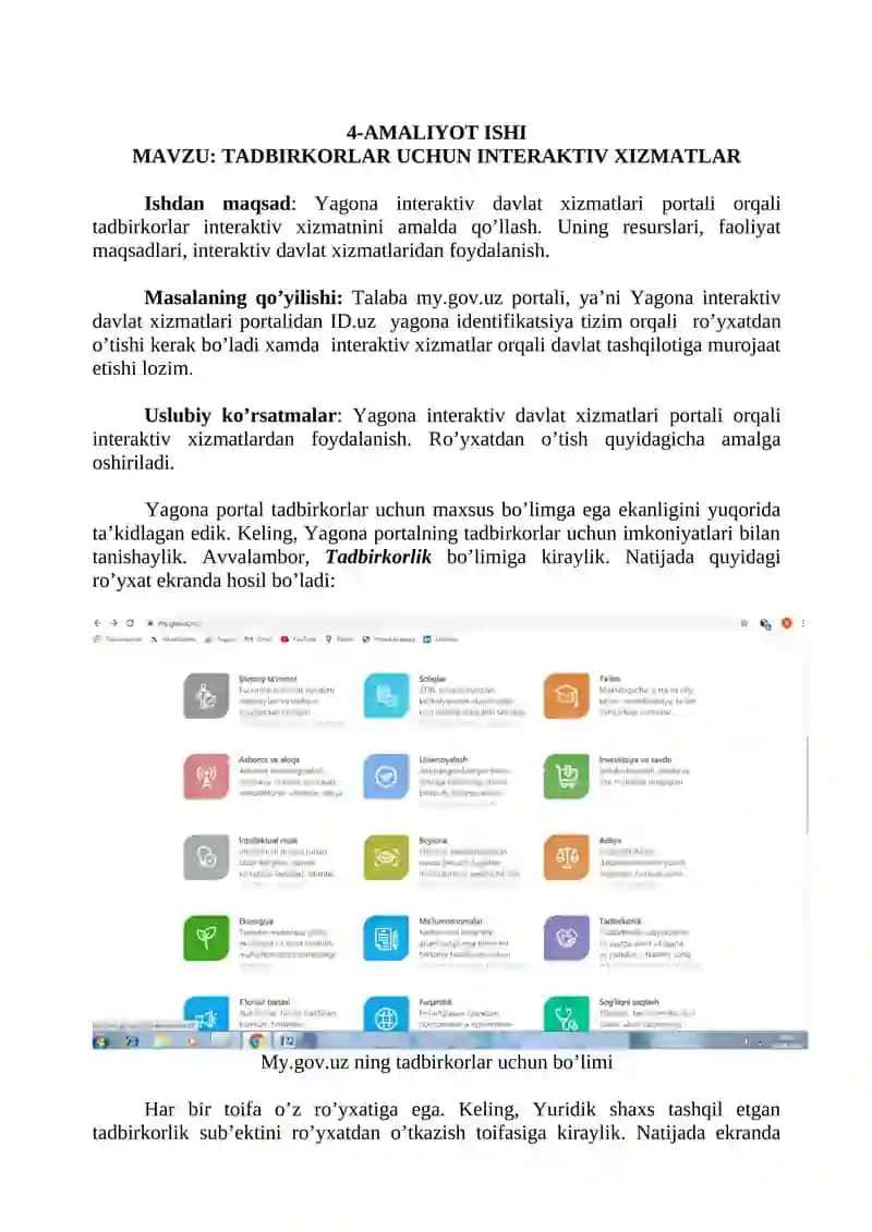 TADBIRKORLAR UCHUN INTERAKTIV XIZMATLAR