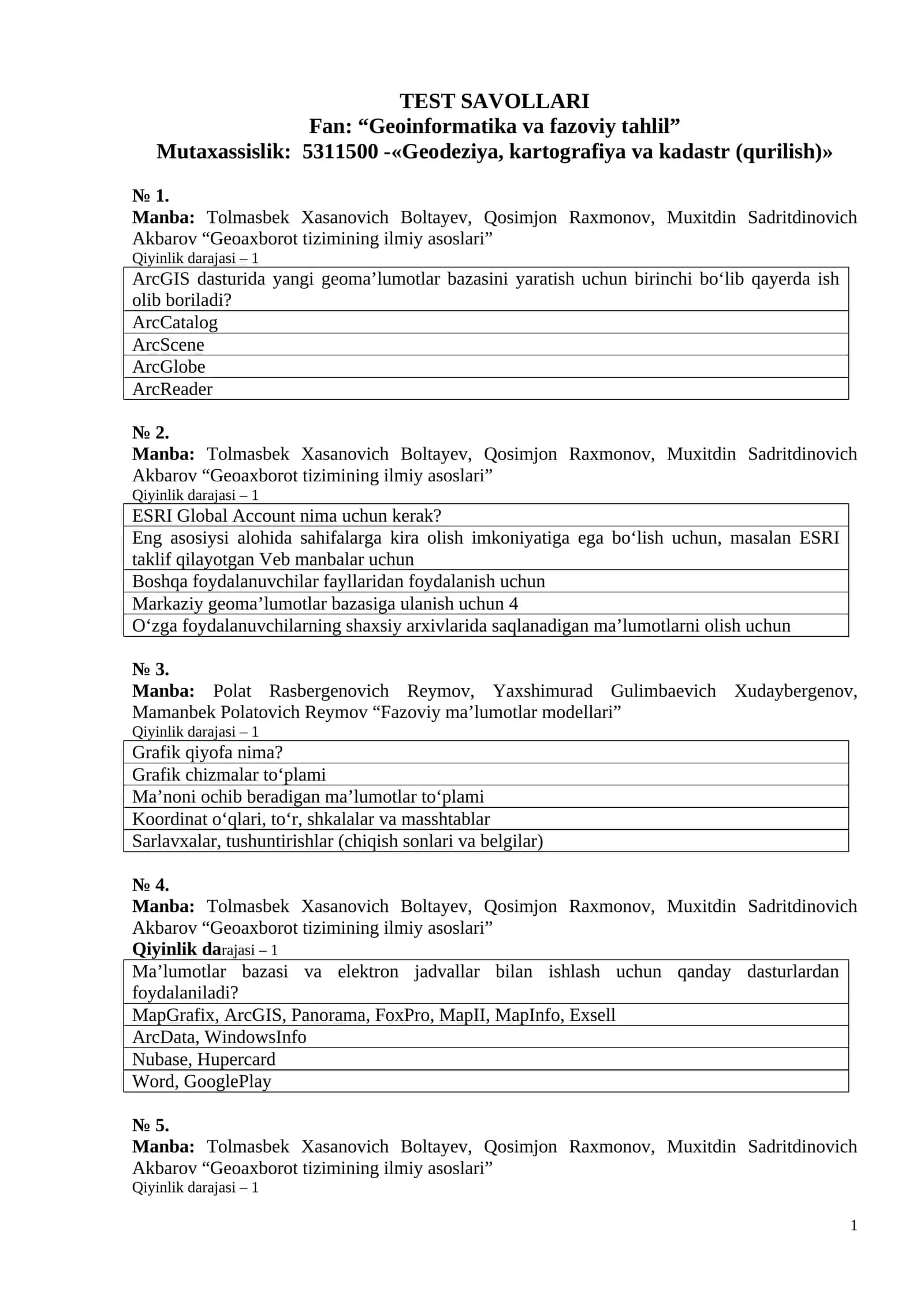 Geoaxborot tizimining ilmiy asoslari 1