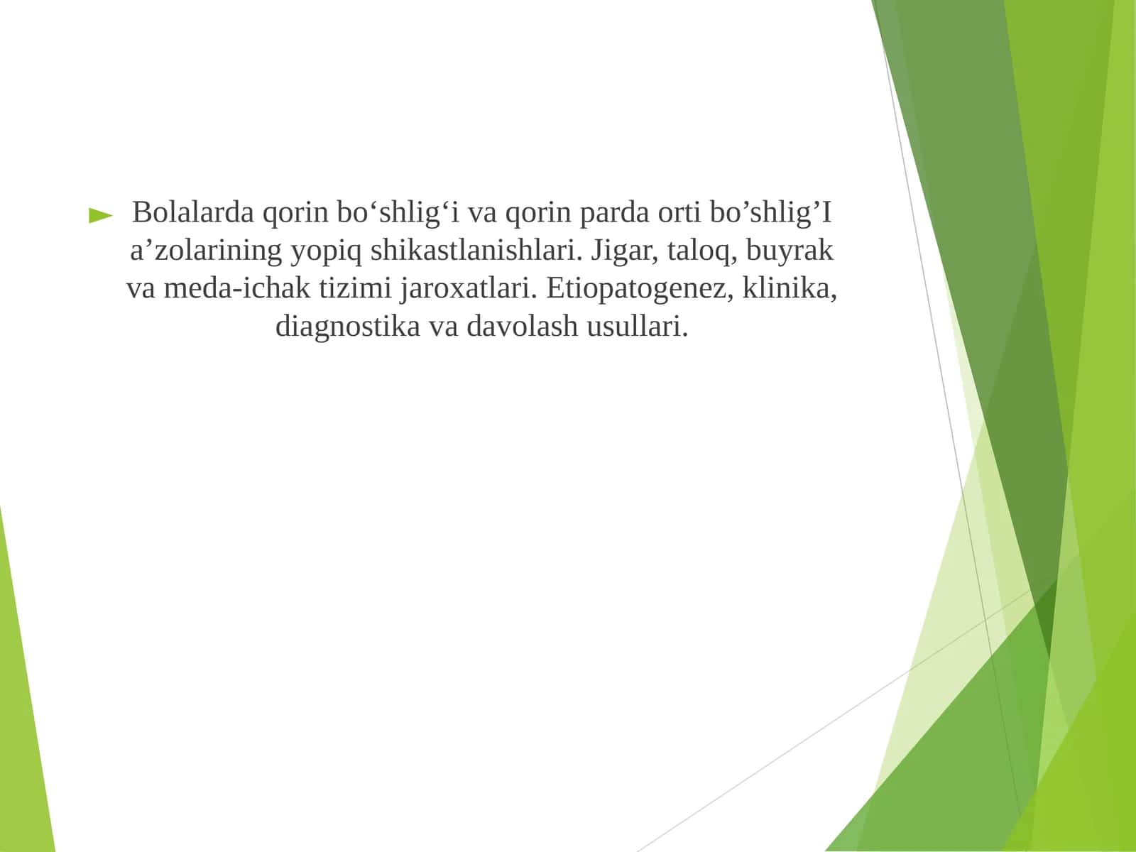 Qorin parda orti bo’shlig’I a’zolarining yopiq shikastlanishlari 1