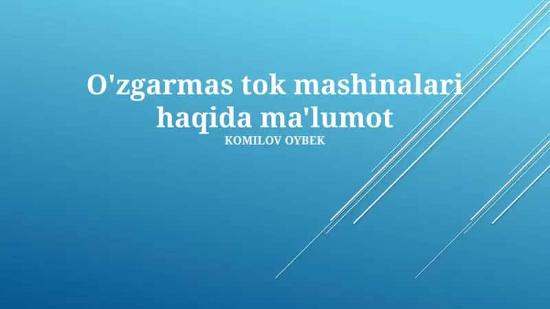 Doimiy Tokli Mashinalarning Turlari va Qo'llanilishi 1