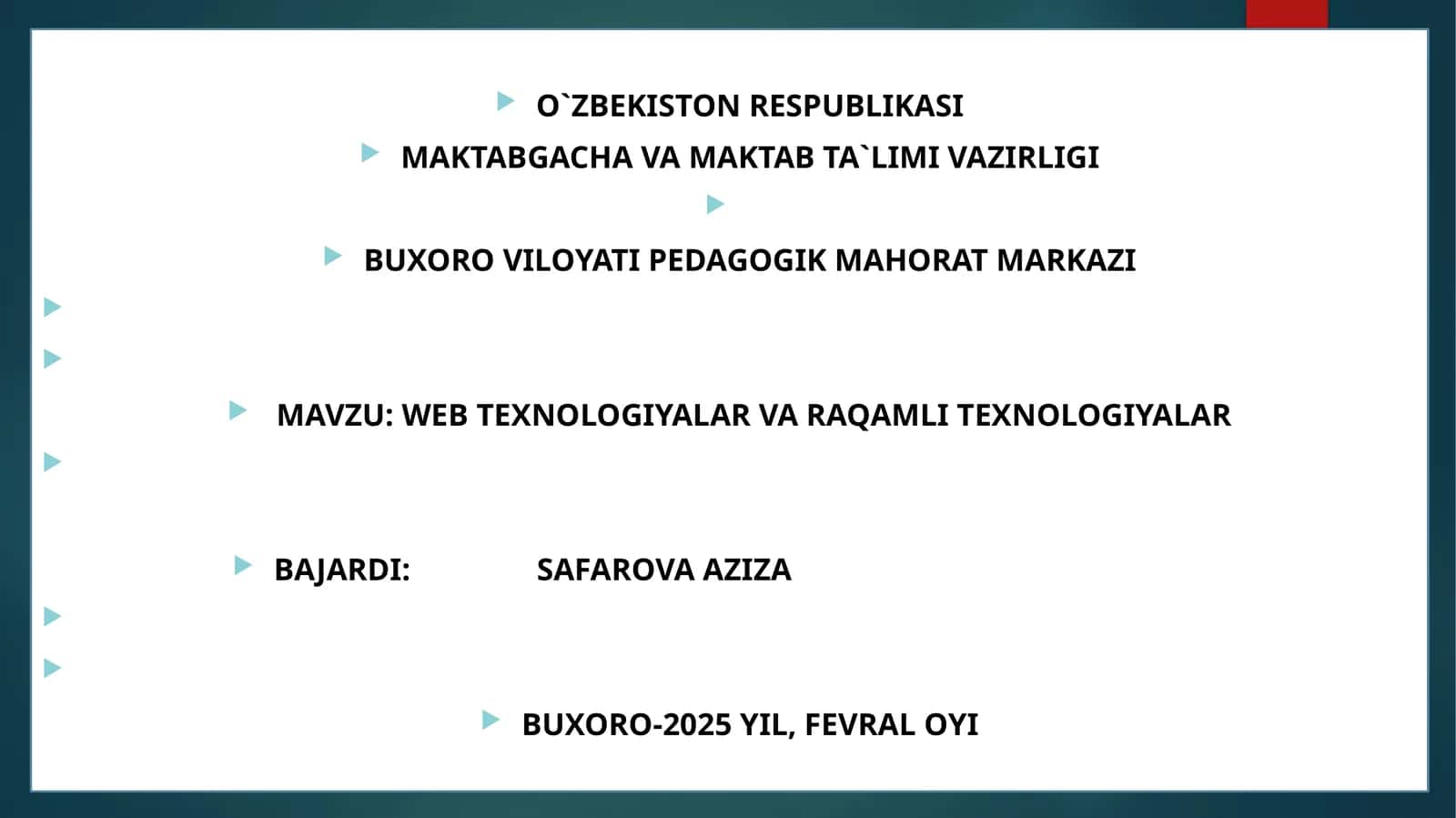 WEB TEXNOLOGIYALAR VA RAQAMLI TEXNOLOGIYALAR 1