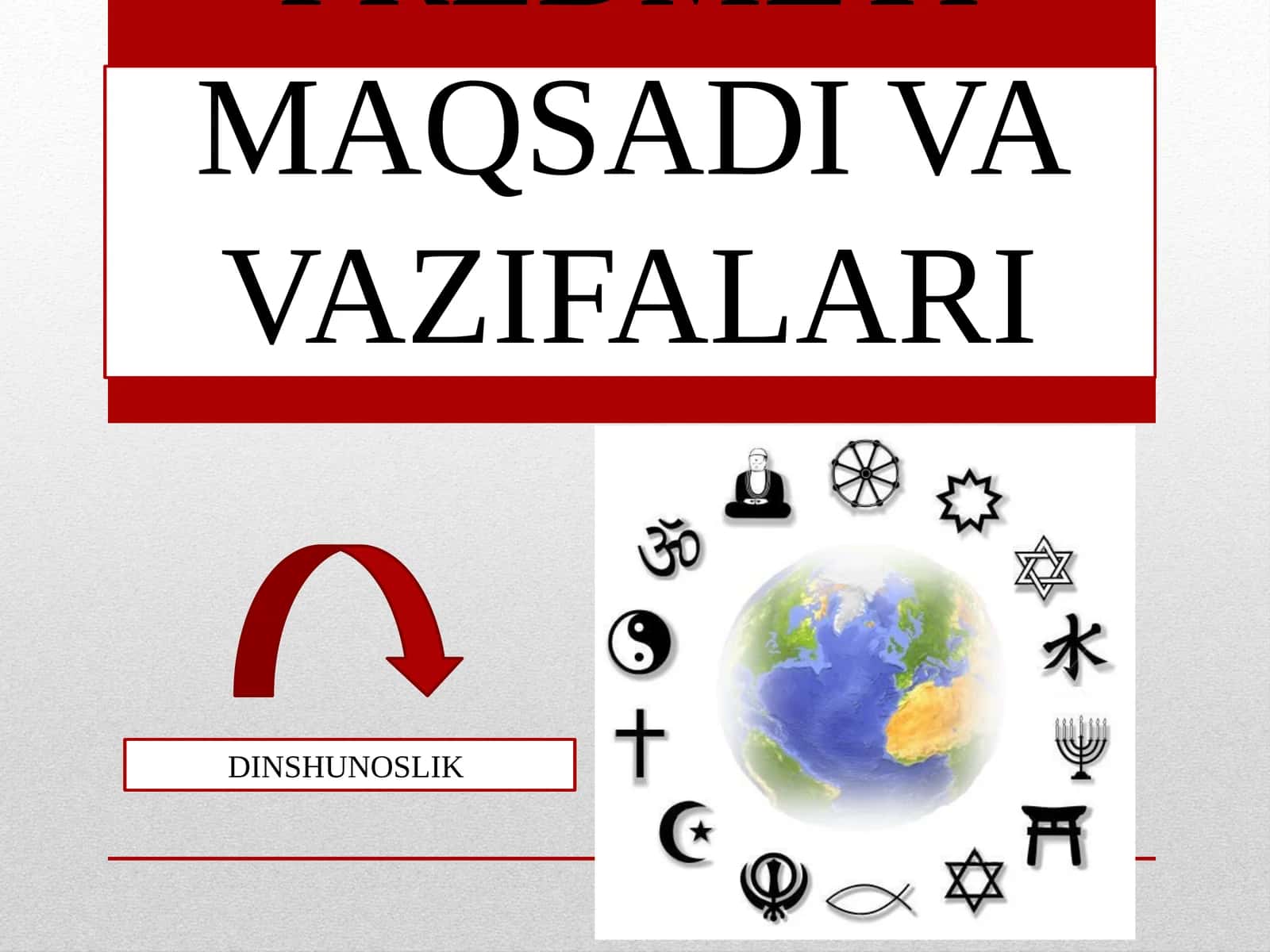 DINSHUNOSLIK FANINI PREDMETI MAQSADI VA VAZIFALARI 1