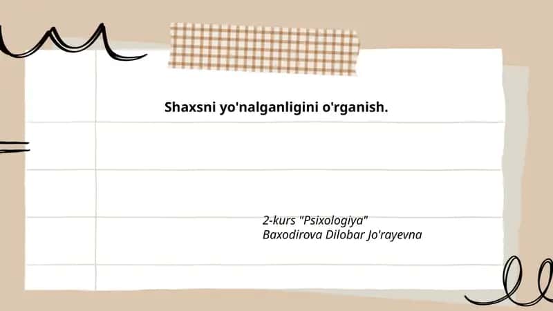 Shaxsni yo'nalganligini o'rganish 1