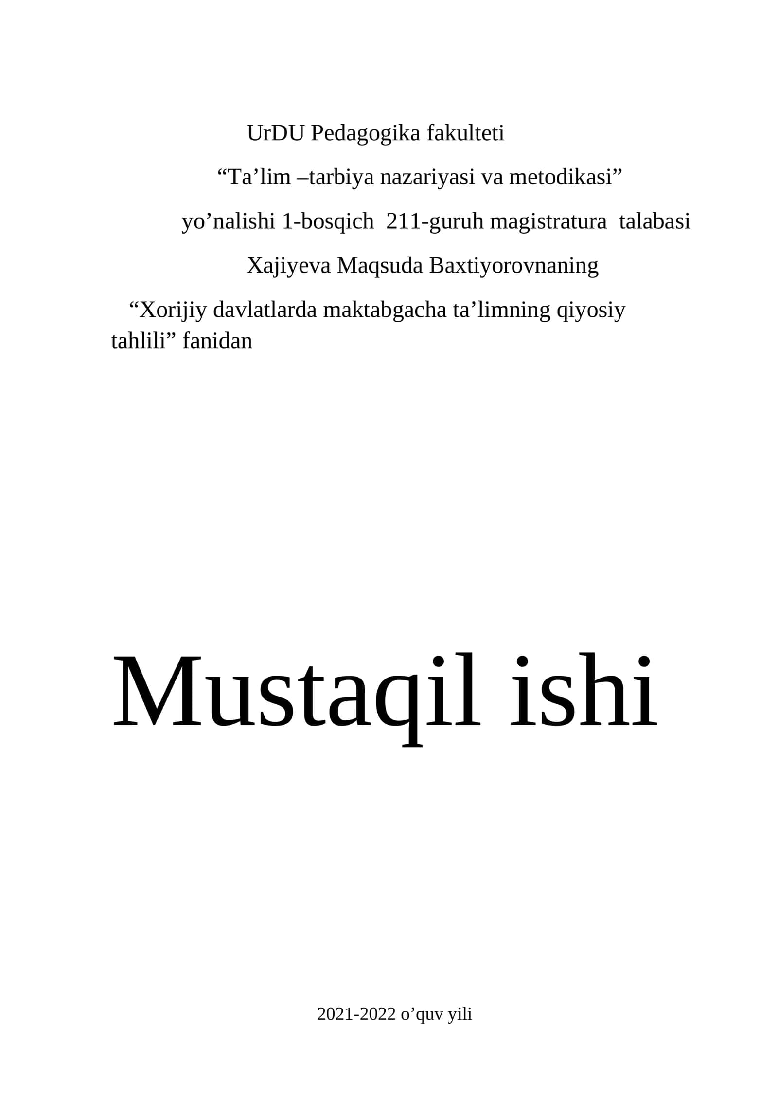"Maktabgacha ta’lim tizimini rivojlantirishda xorij tajribalarining ahamiyati" 1