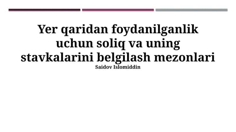 Yer osti suvidan foydalanish uchun soliq solish mezonlari 1