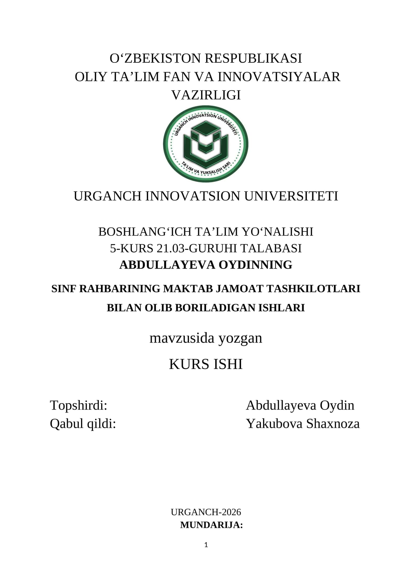 SINF RAHBARINING MAKTAB JAMOAT TASHKILOTLARI BILAN OLIB BORILADIGAN ISHLARI 1