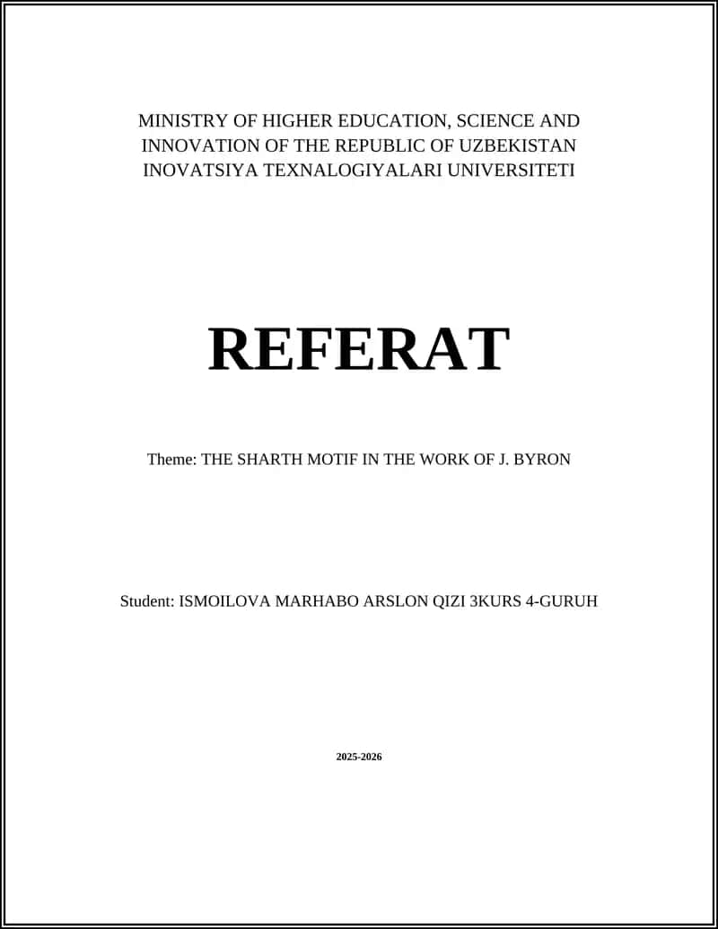 THE SHARTH MOTIF IN THE WORK OF J. BYRON 1