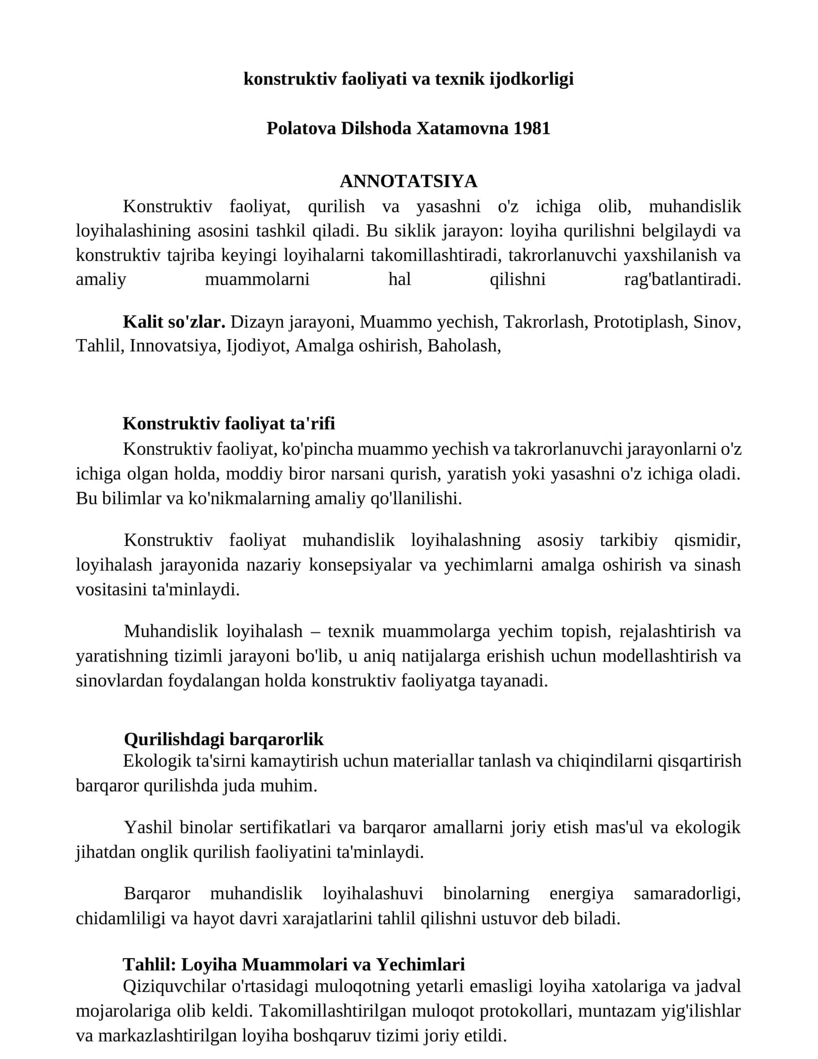Konstruktiv faoliyat vа texnik ijоdkоrligi 1