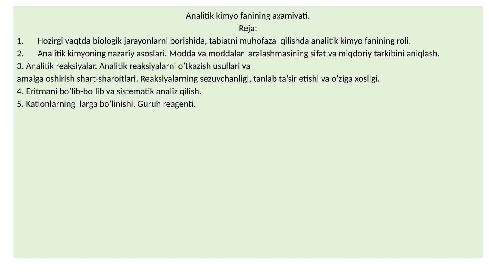 Analitik kimyo fanining axamiyati 1