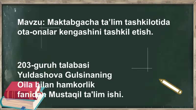Maktabgacha ta'lim tashkilotida ota-onalar bilan kengashini tashkillashtirish 1