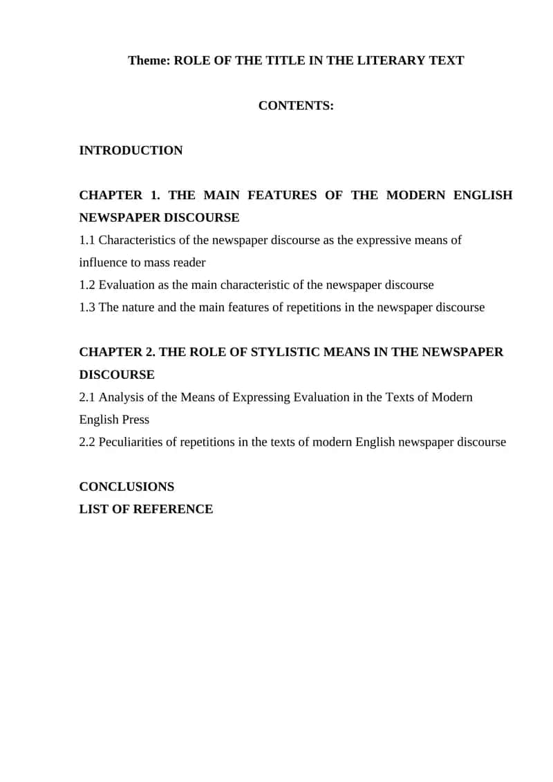 ROLE OF THE TITLE IN THE LITERARY TEXT 1