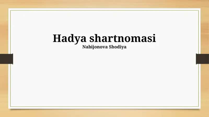Hadya shartnomasi 1