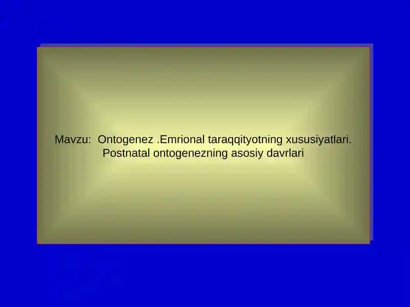 Ontogenez