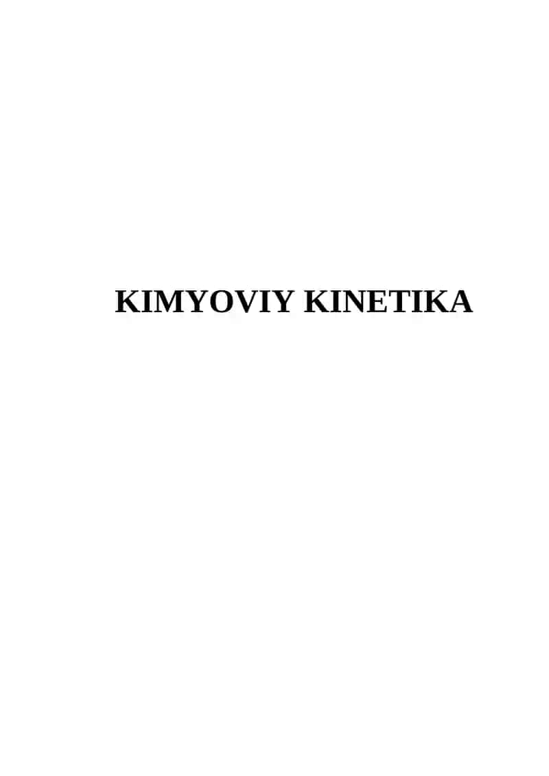 Kimyoviy Kinetika
