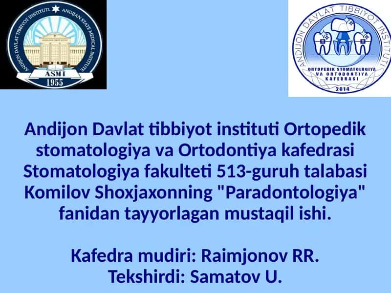 Paradontologiya fanidan tayyorlangan osteoplastik materiallar xususiyatlari 1