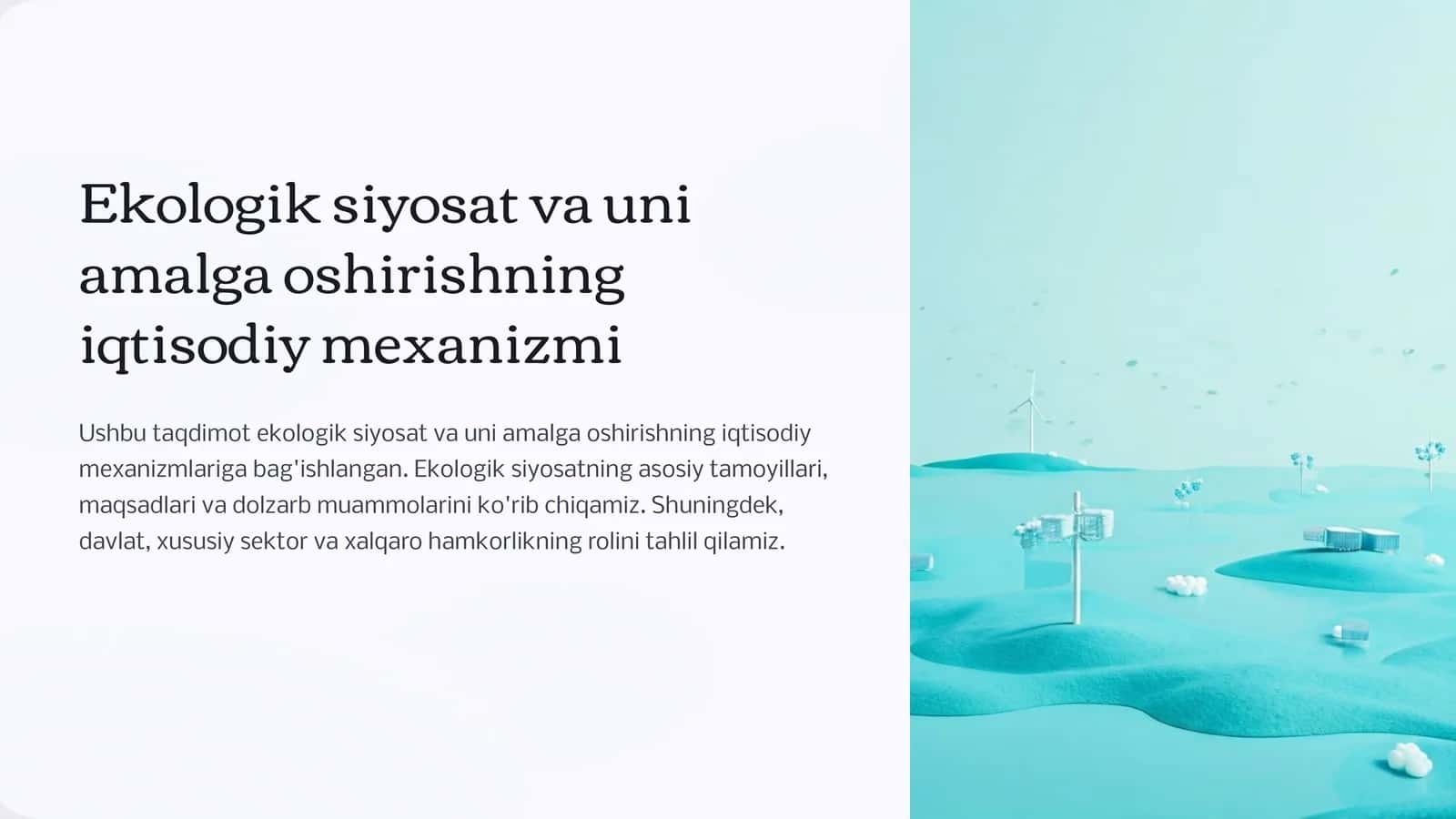 Ekologik siyosat va uni amalga oshirishning iqtisodiy mexanizmi 1