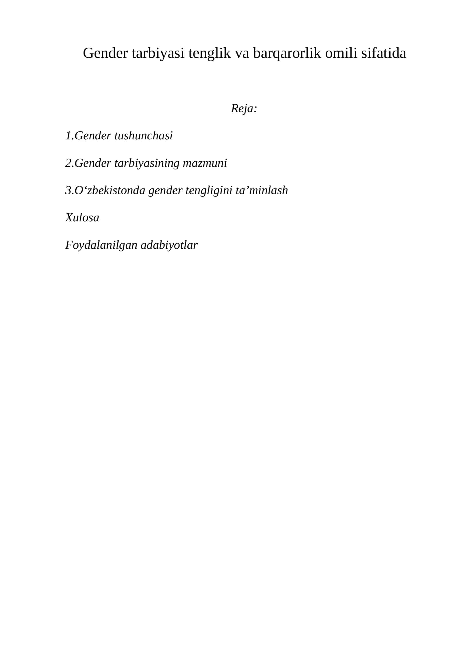 Gender tarbiyasi tenglik va barqarorlik omili sifatida 1