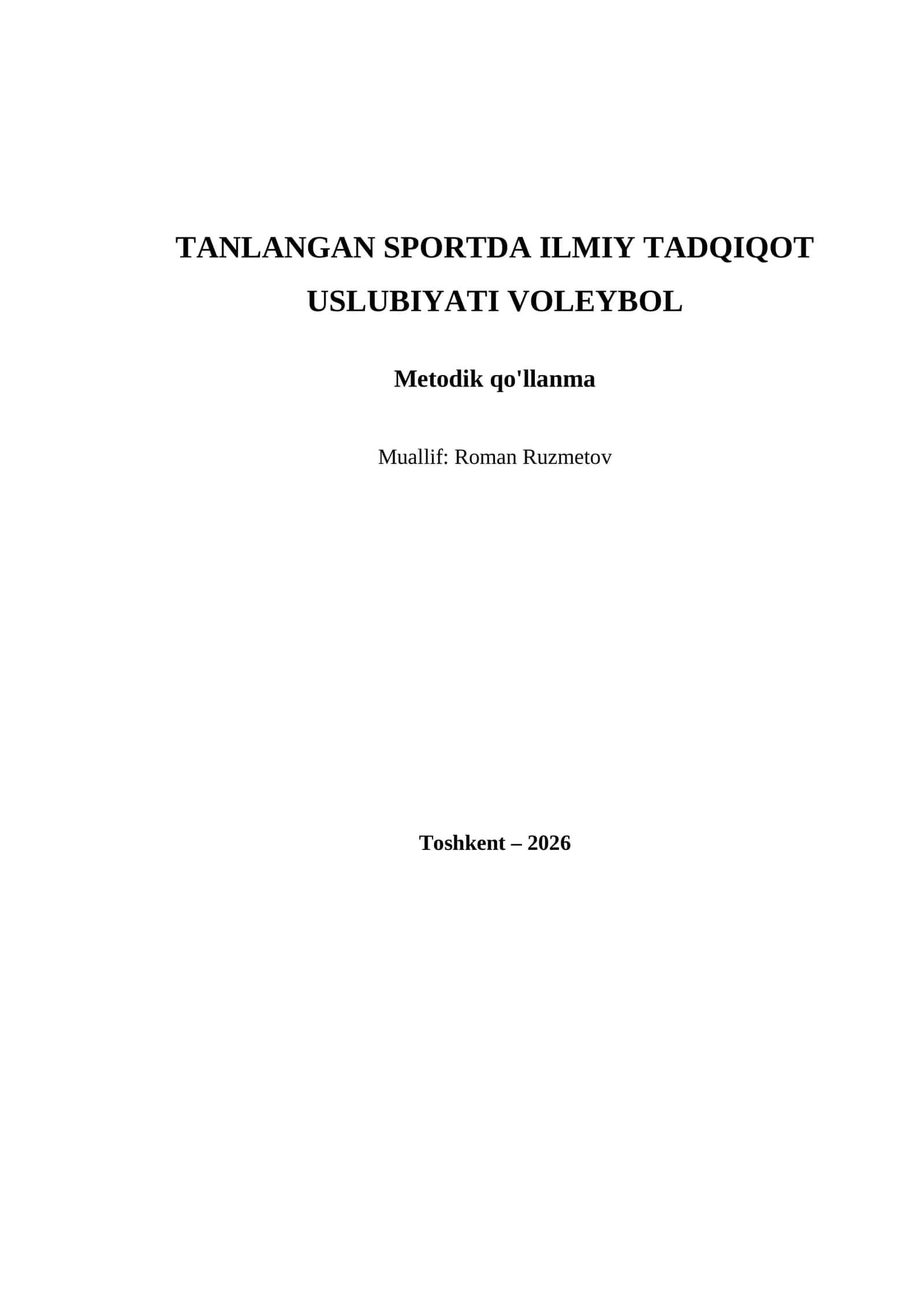 Tanlangan sportda ilmiy tadqiqot uslubiyati voleybol 1
