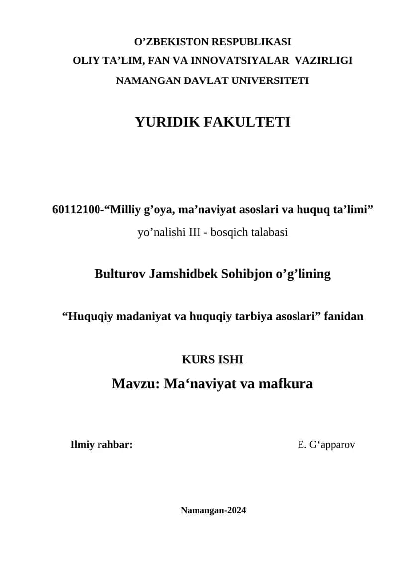 Ma‘naviyat va mafkura 1