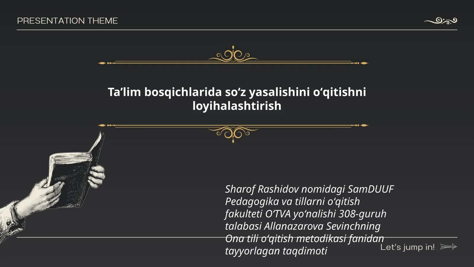 Sevinchning Ona tili oʻqitish metodikasi fanidan tayyorlagan taqdimoti 1