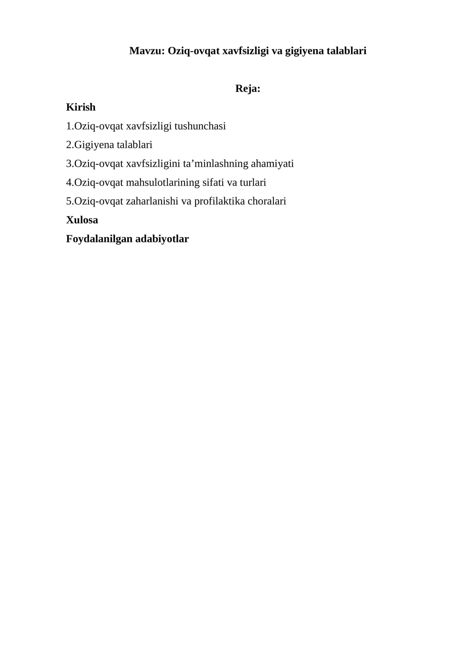 Oziq-ovqat xavfsizligi va gigiyena talablari 1