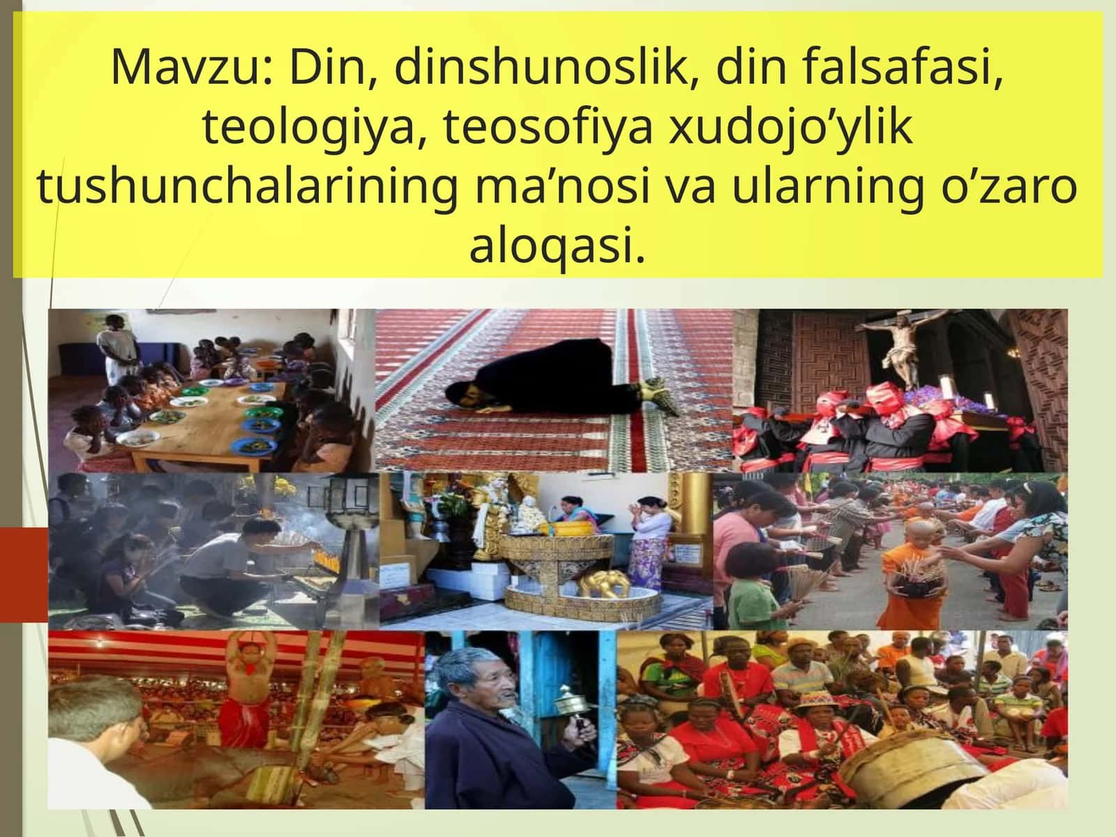 Din, dinshunoslik, din falsafasi, teologiya, teosofiya xudojo’ylik tushunchalarining ma’nosi va ularning o’zaro aloqasi 1