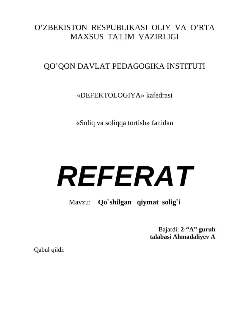 Qo`shilgаn qiymаt sоlig`i 1