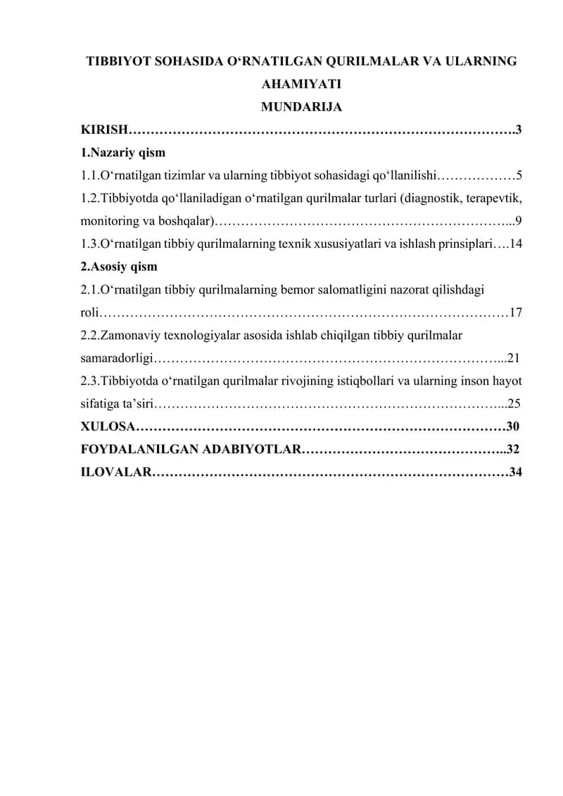 TIBBIYOT SOHASIDA O‘RNATILGAN QURILMALAR VA ULARNING AHAMIYATI 1