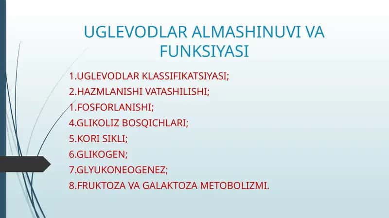 Uglevodlar almashinuvi 1