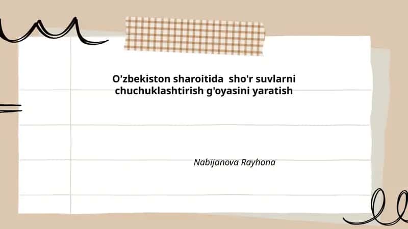 Sho'r Suvlar chuchuklashtirish g'oyasi 1