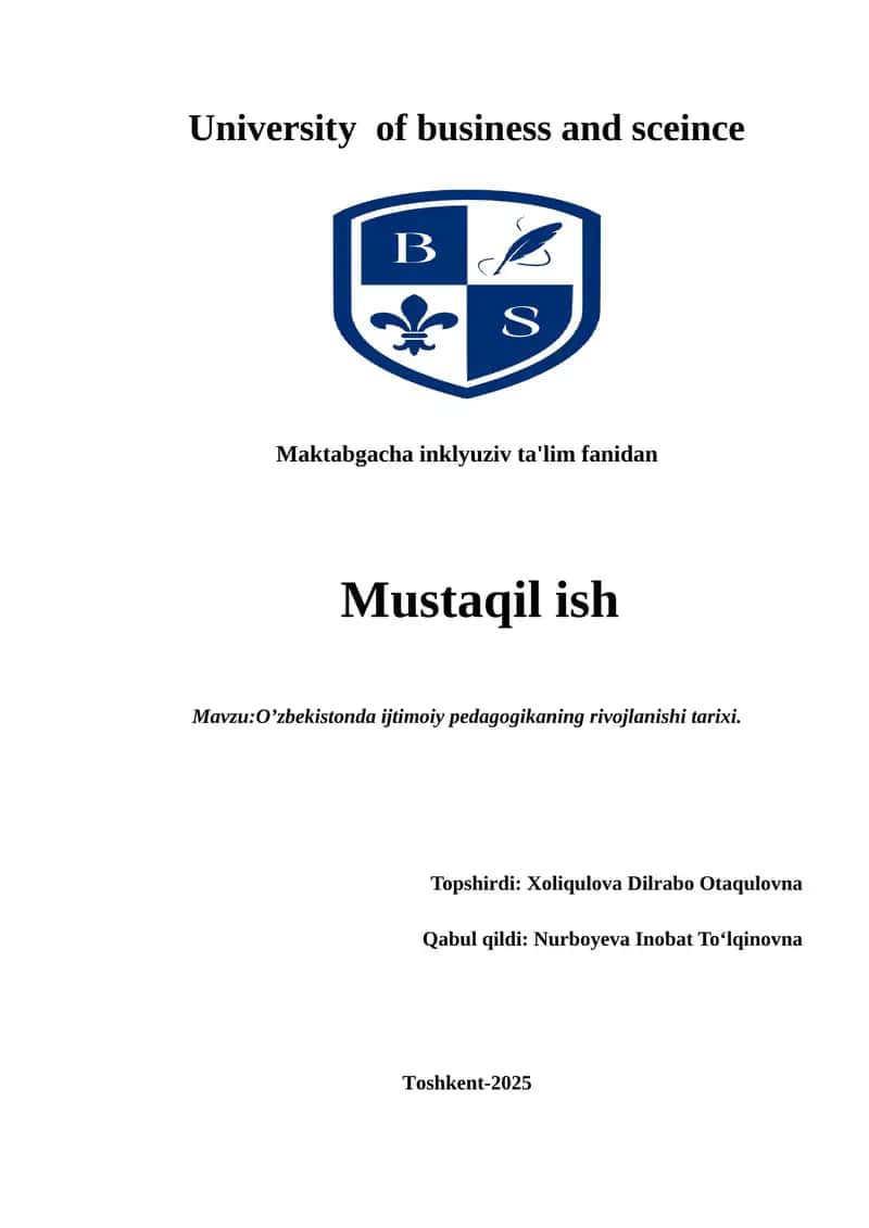 O’zbekistonda ijtimoiy pedagogikaning rivojlanishi tarixi. 1