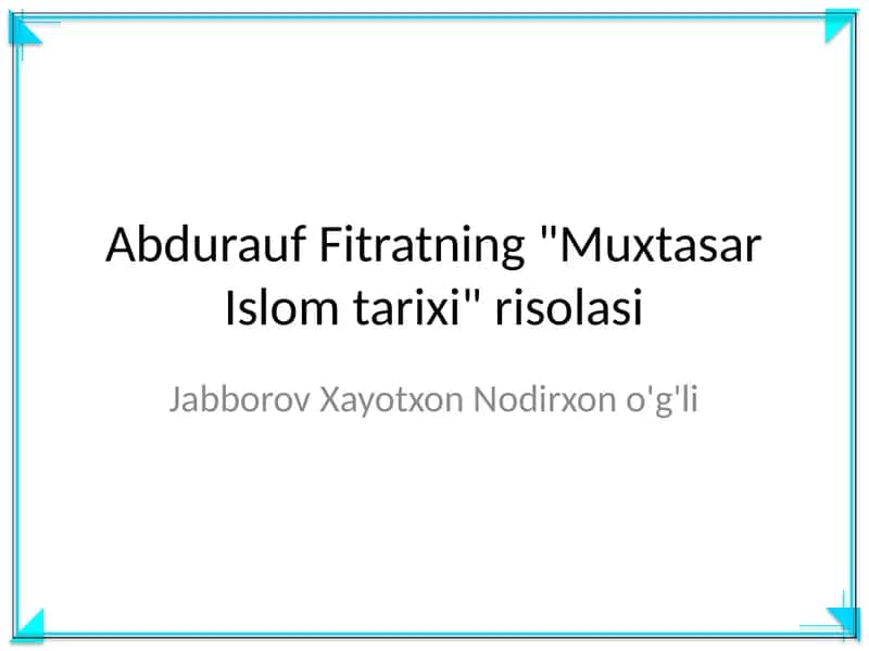 Muxtasar Islom tarixi 1