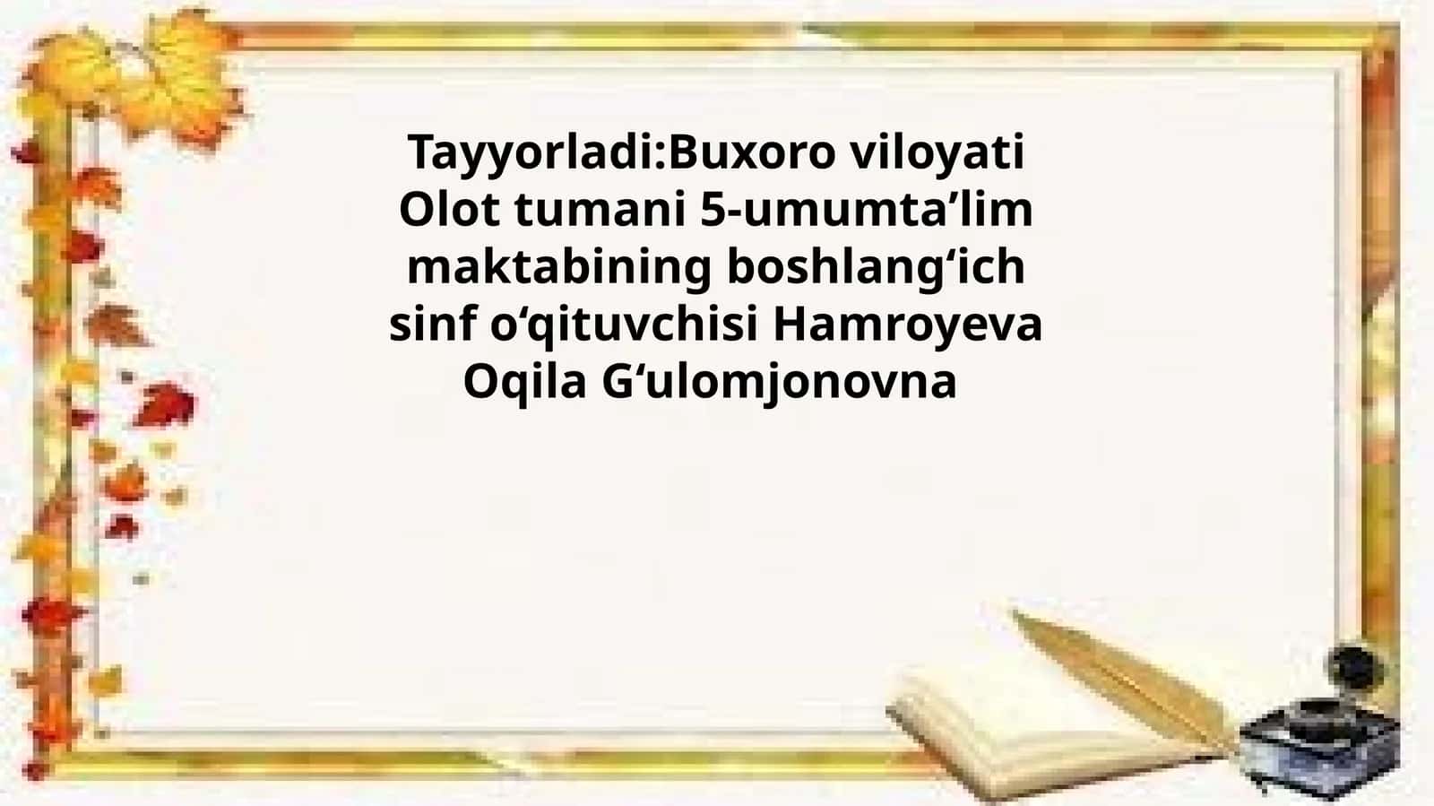 SAXOVATLIFASL BO‘LIMI TEST 1